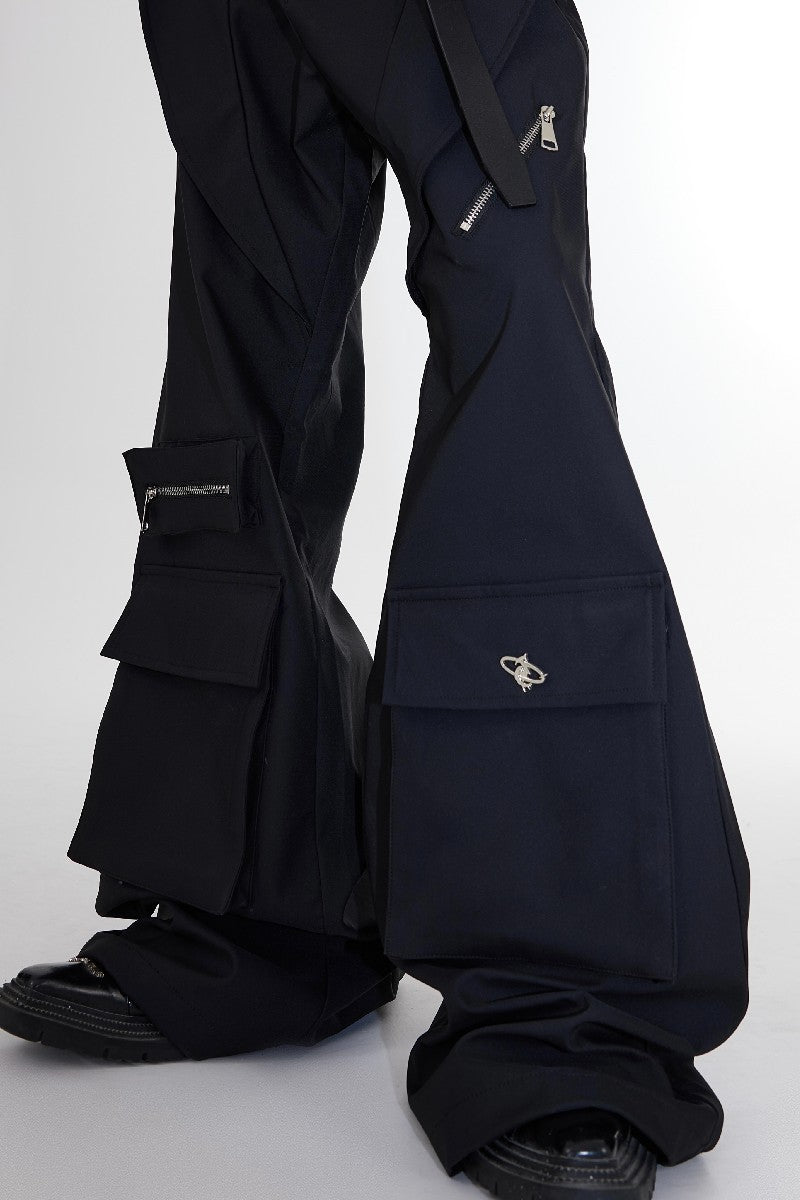 Multi Pocket Flared Trousers - chiclara