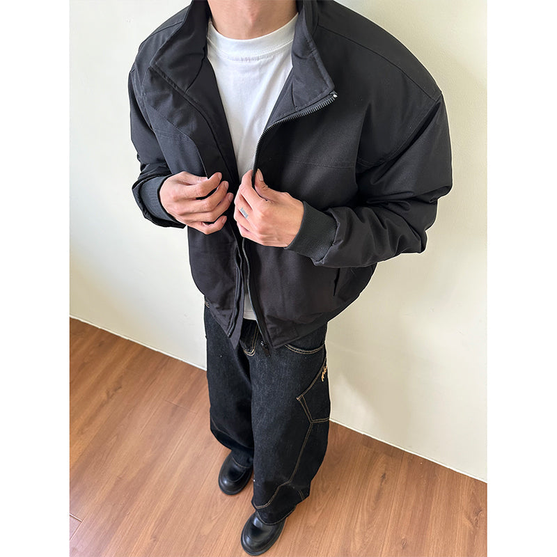 5D4084-Padded short-sleeved cotton jacket with a stand-up collar for men