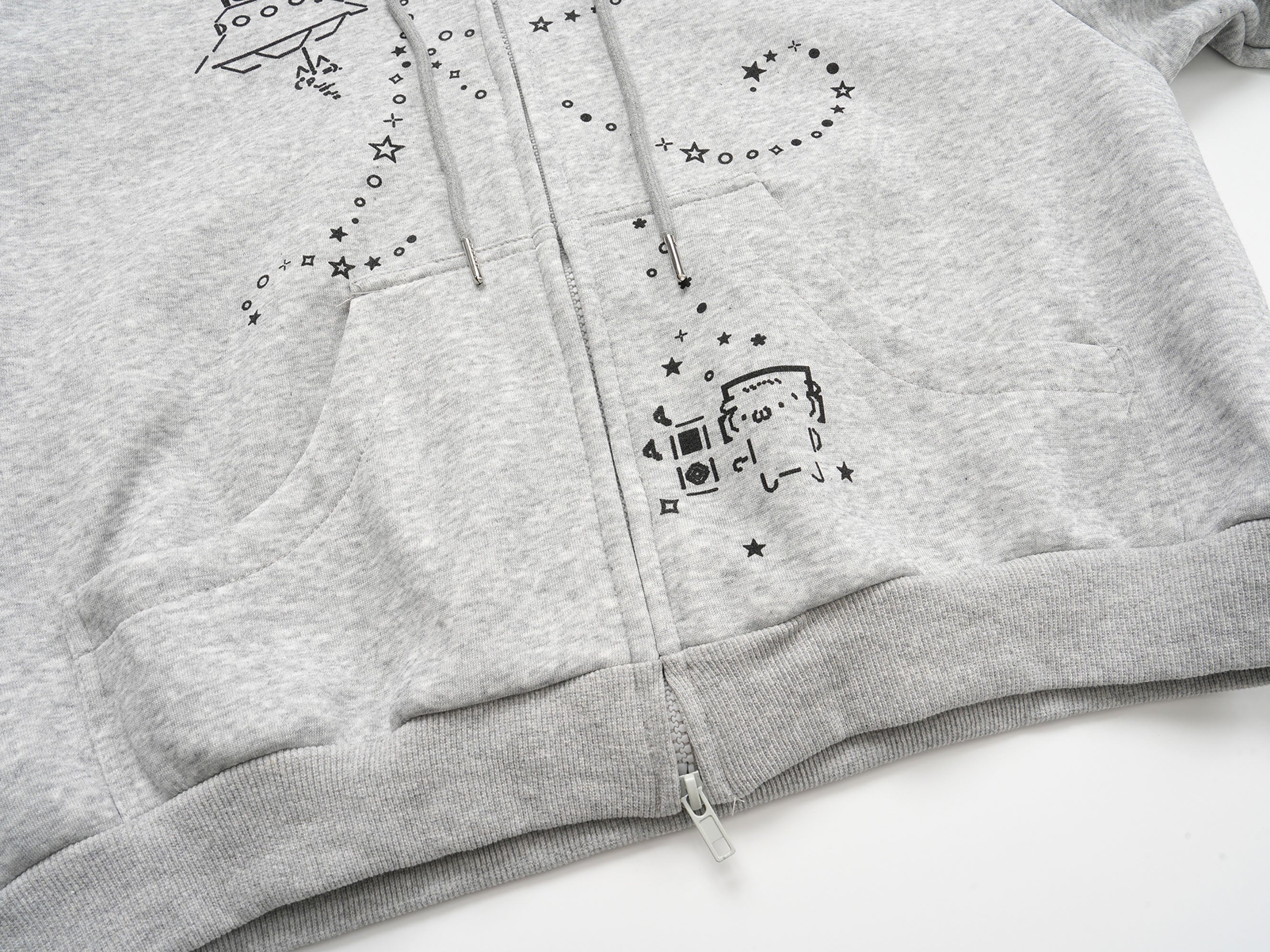 Gray Bunny Ear Zip Hoodie