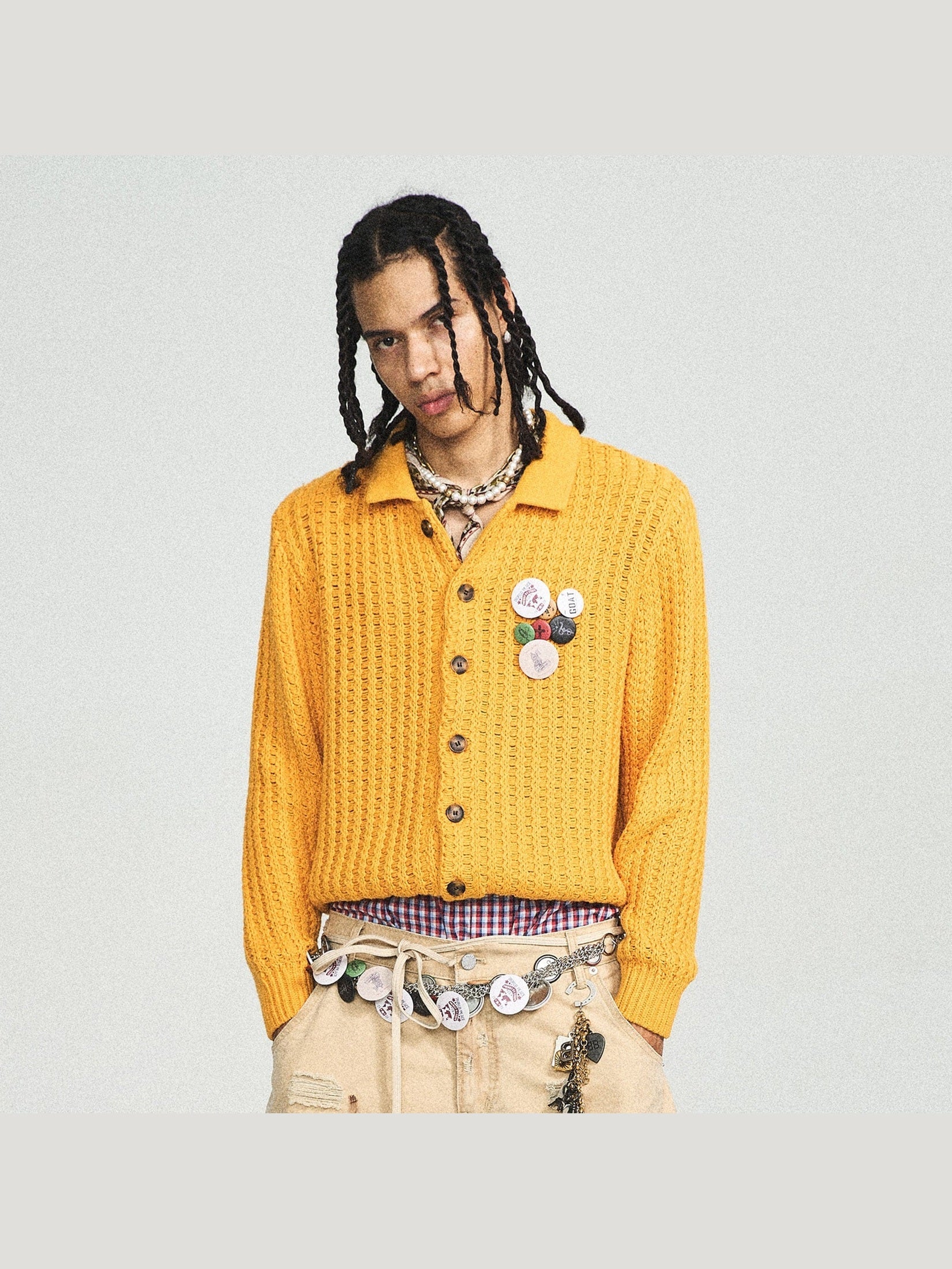 Retro Yellow Knit Cardigan