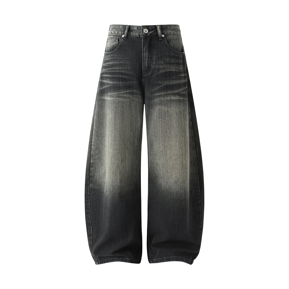 W516 best-selling bamboo-striped high-quality autumn-winter curved-leg denim pants