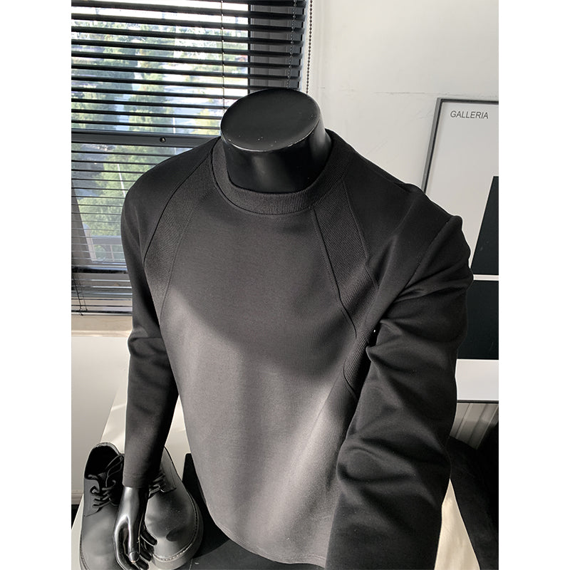 320g Pure Color Patchwork Casual Loose Fit Long Sleeve T-shirt for Men T50981