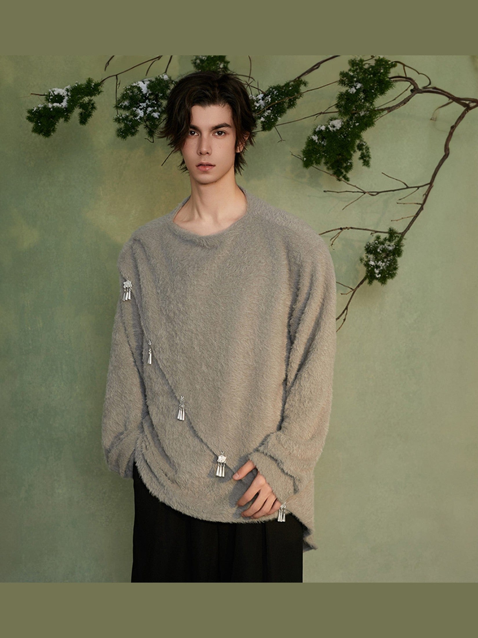 Crystal Tassel Plush Sweater