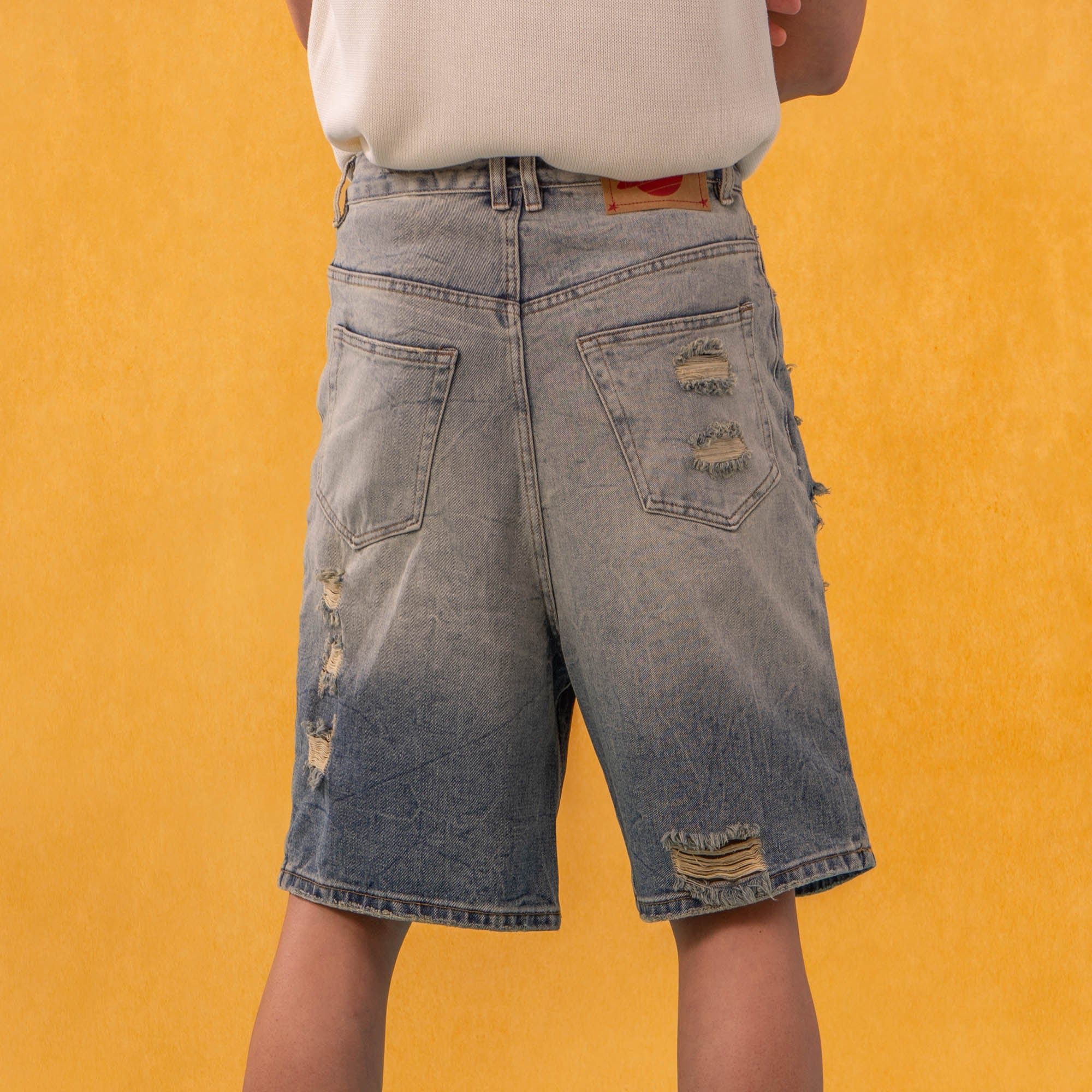 Destroyed Frayed Denim Shorts