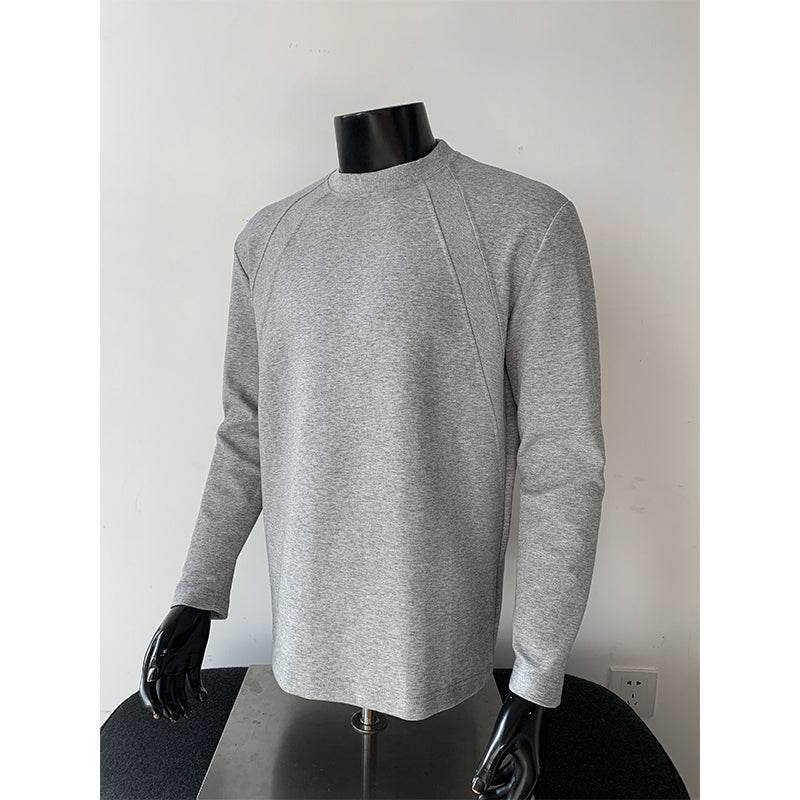 320g Pure Color Patchwork Casual Loose Fit Long Sleeve T-shirt for Men T50981