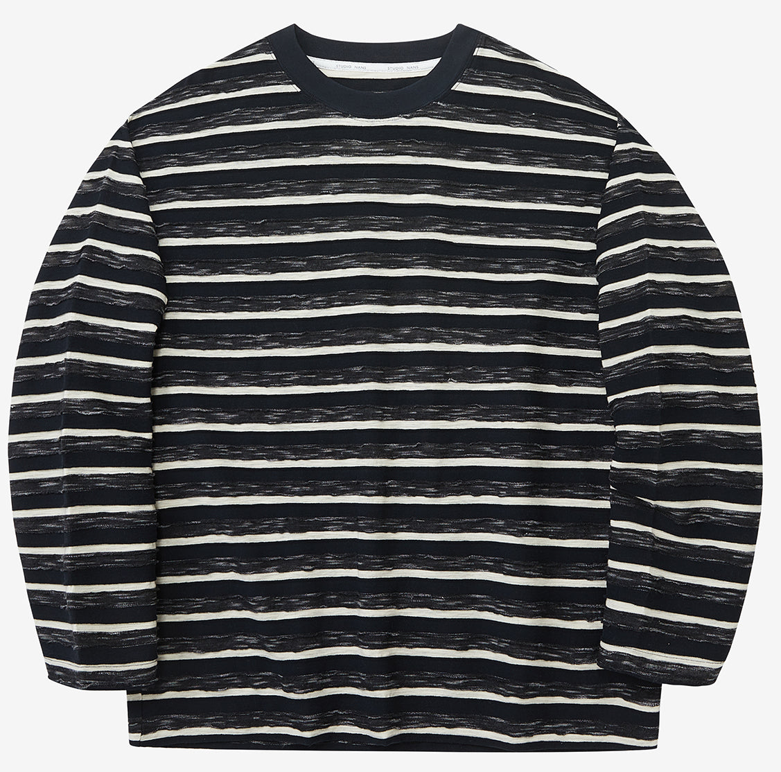 Round Neck Oversized Striped Long Sleeve Top