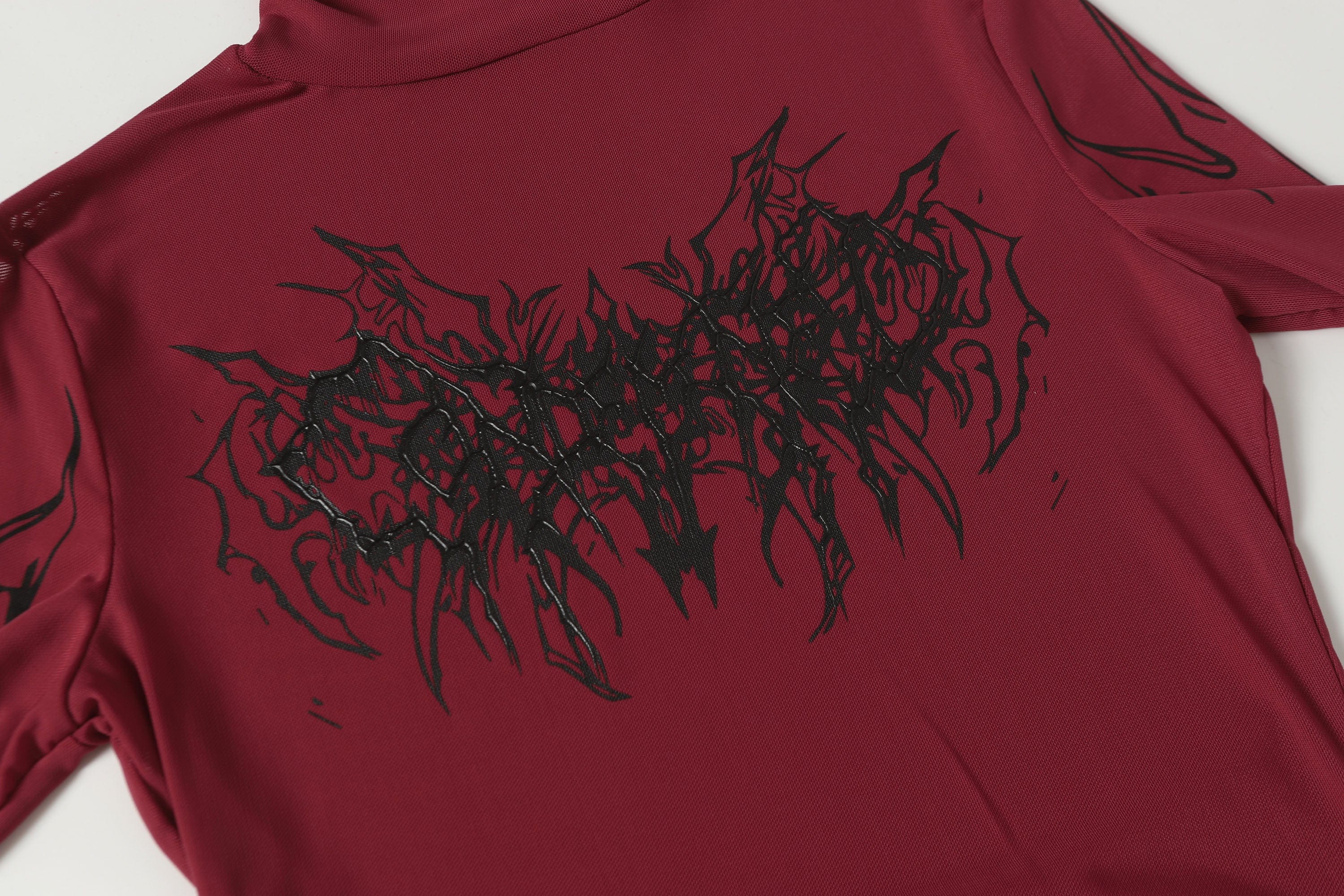 Abstract Gothic Sheer Mesh Graphic Top