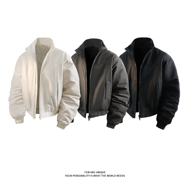 5D4084-Padded short-sleeved cotton jacket with a stand-up collar for men