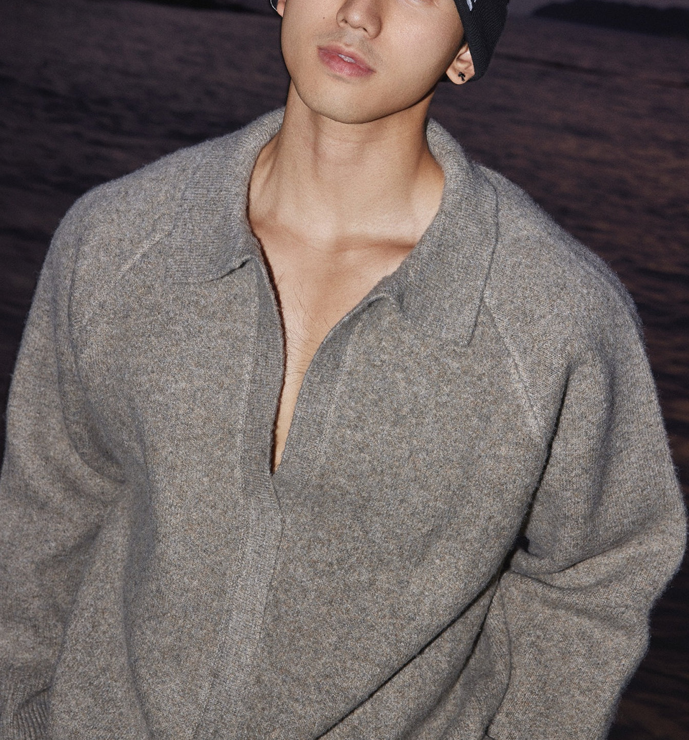 Gray Half-Zip Knit Sweater