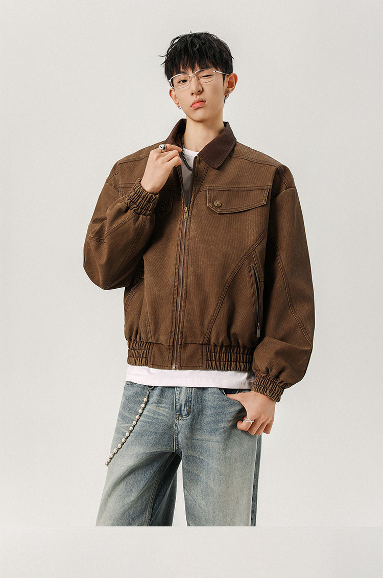 711 Vintage distressed washed leather jacket