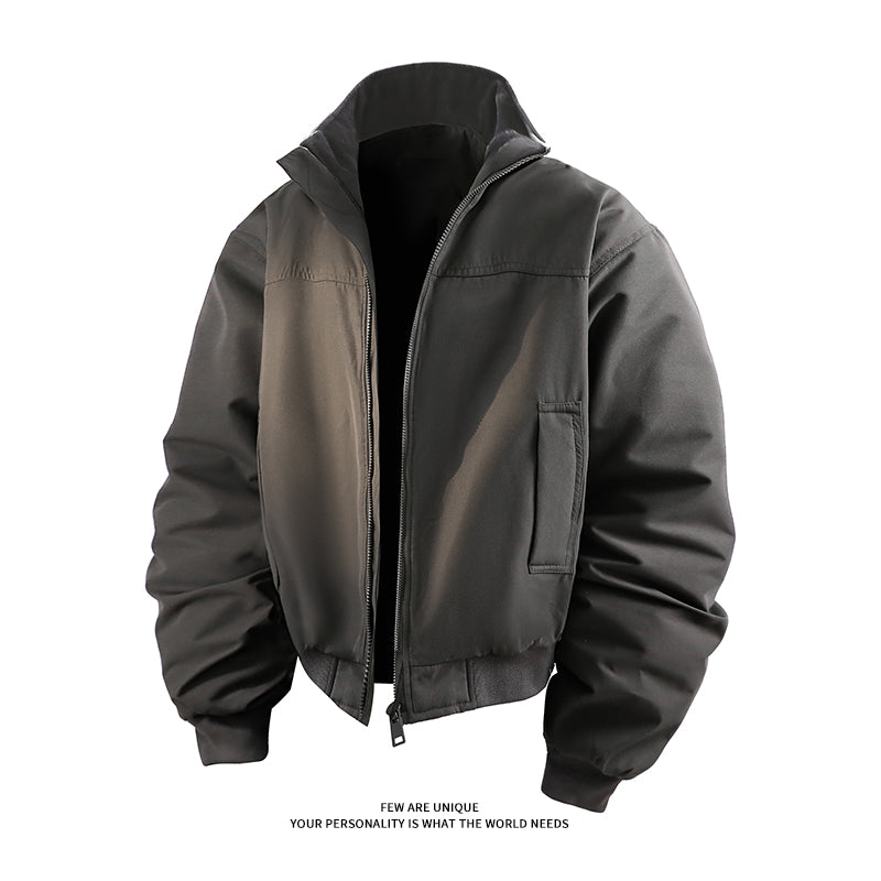 5D4084-Padded short-sleeved cotton jacket with a stand-up collar for men