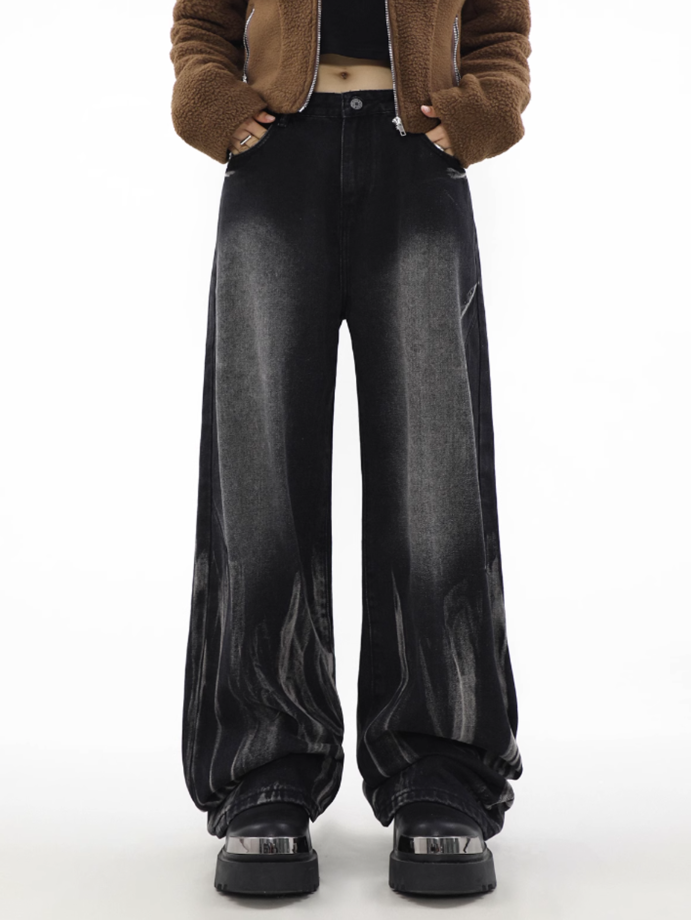 Obsidian Fade Wide-Leg Denims - chiclara