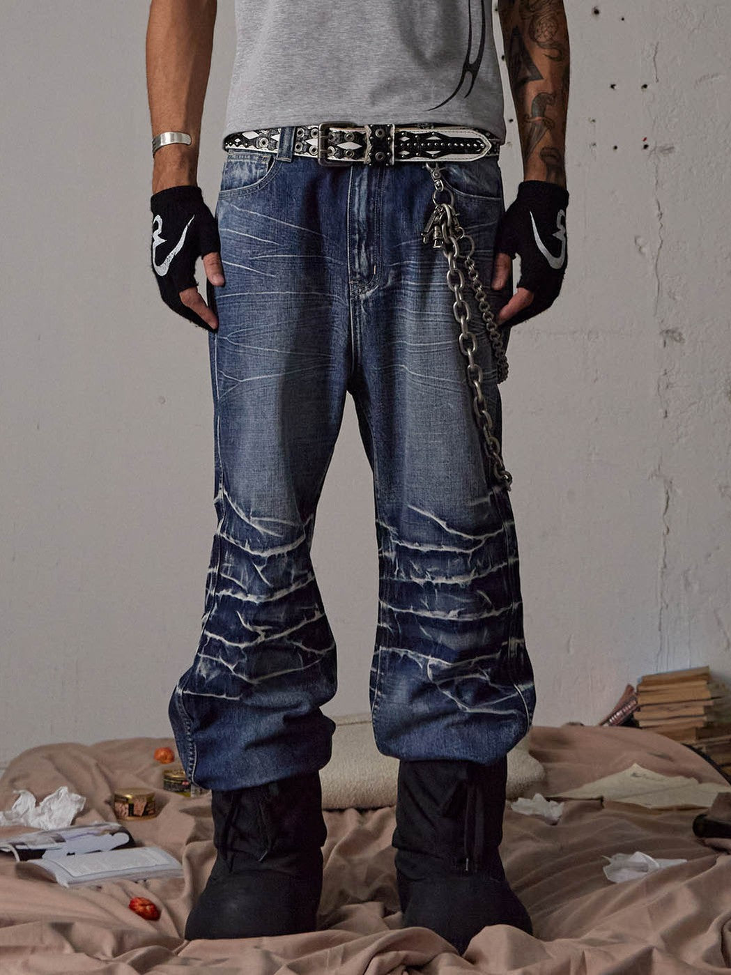 Lightning Pattern Jeans