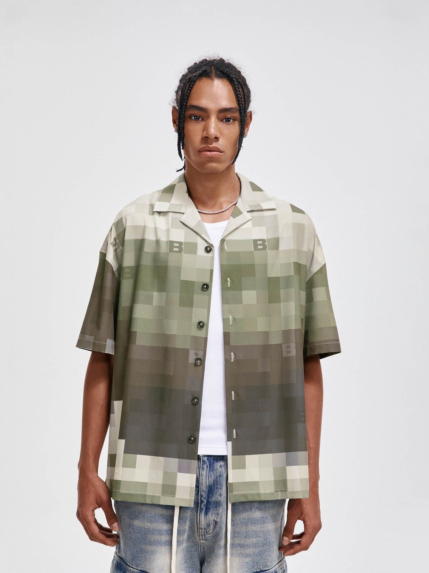 Pixel Print Camp Shirt