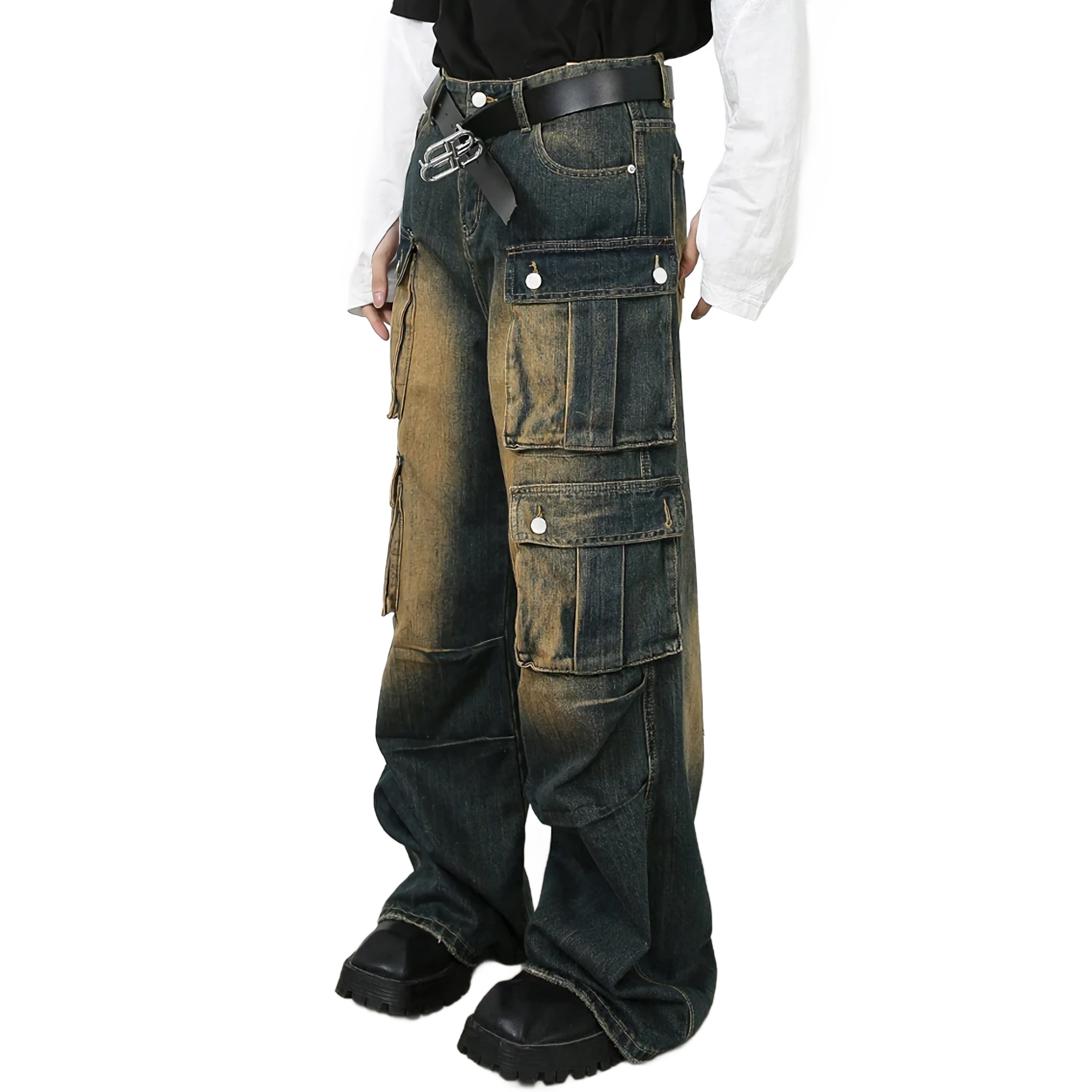 Utility Cargo Denim Wide-leg Jeans