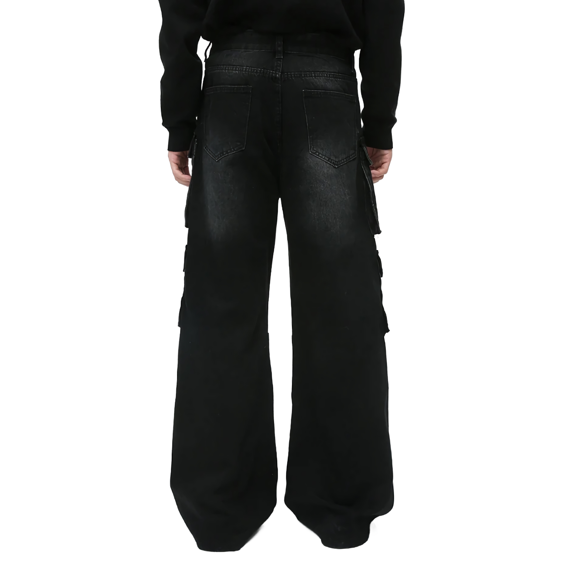 Black Multi-Pocket Cargo Jeans