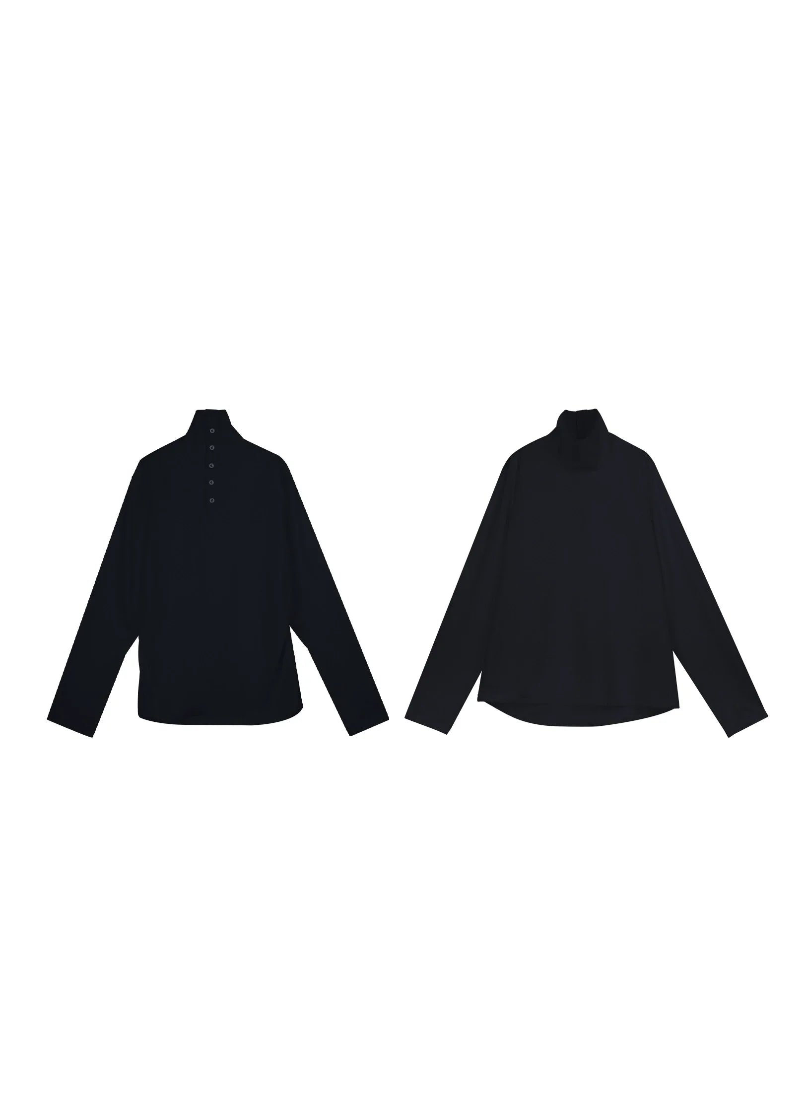 Back-Button High-neck Paneled Oxford Shirt