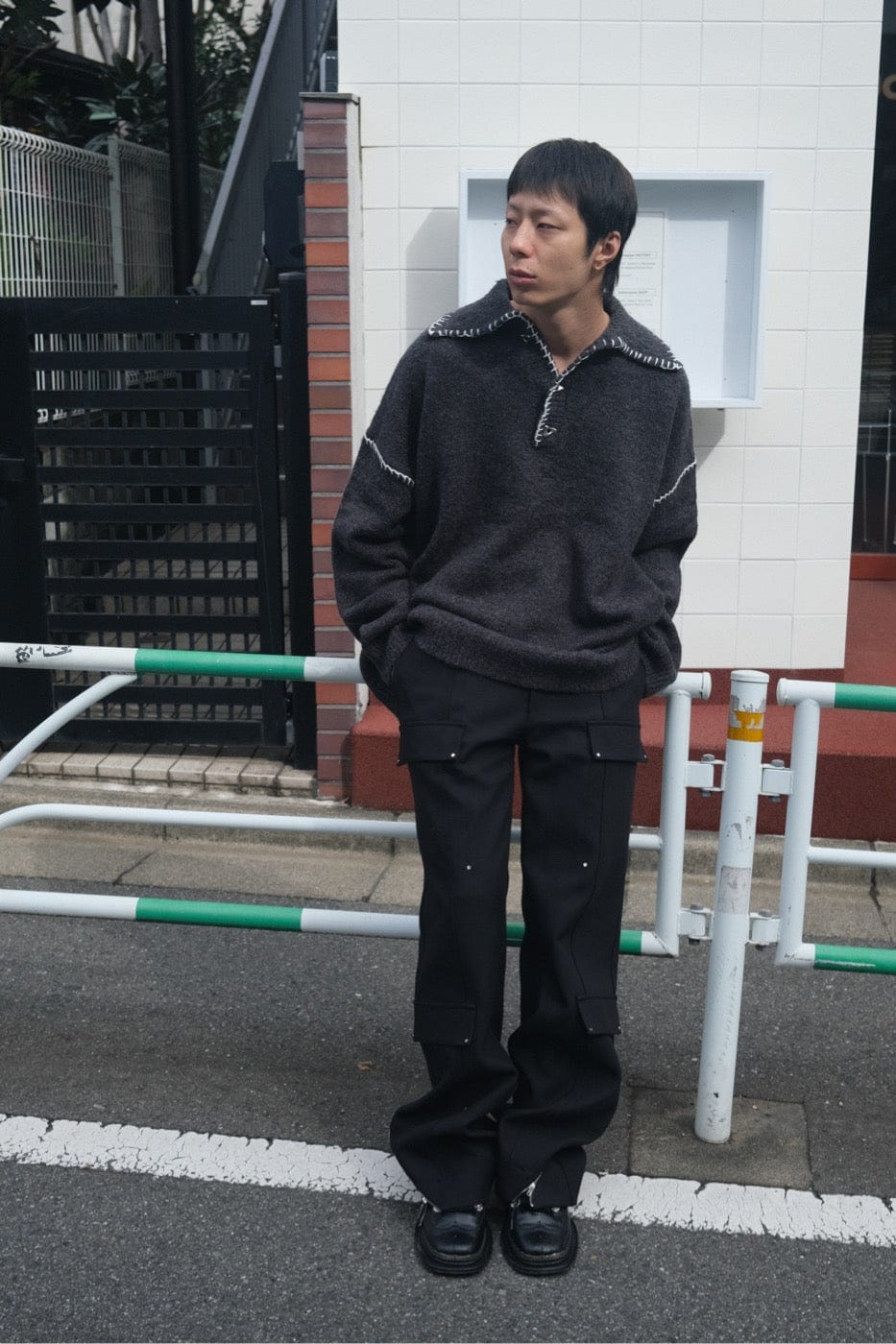 리벳 카고 와이드 레그 팬츠