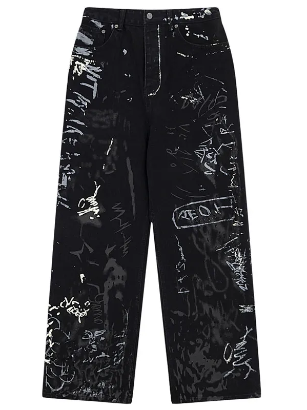 Graffiti Art Wide-Leg Jeans