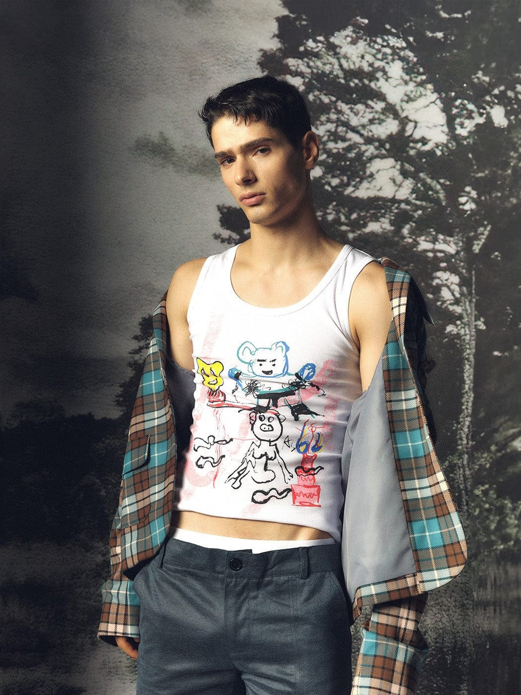 Cartoon Bear Print Tank Top