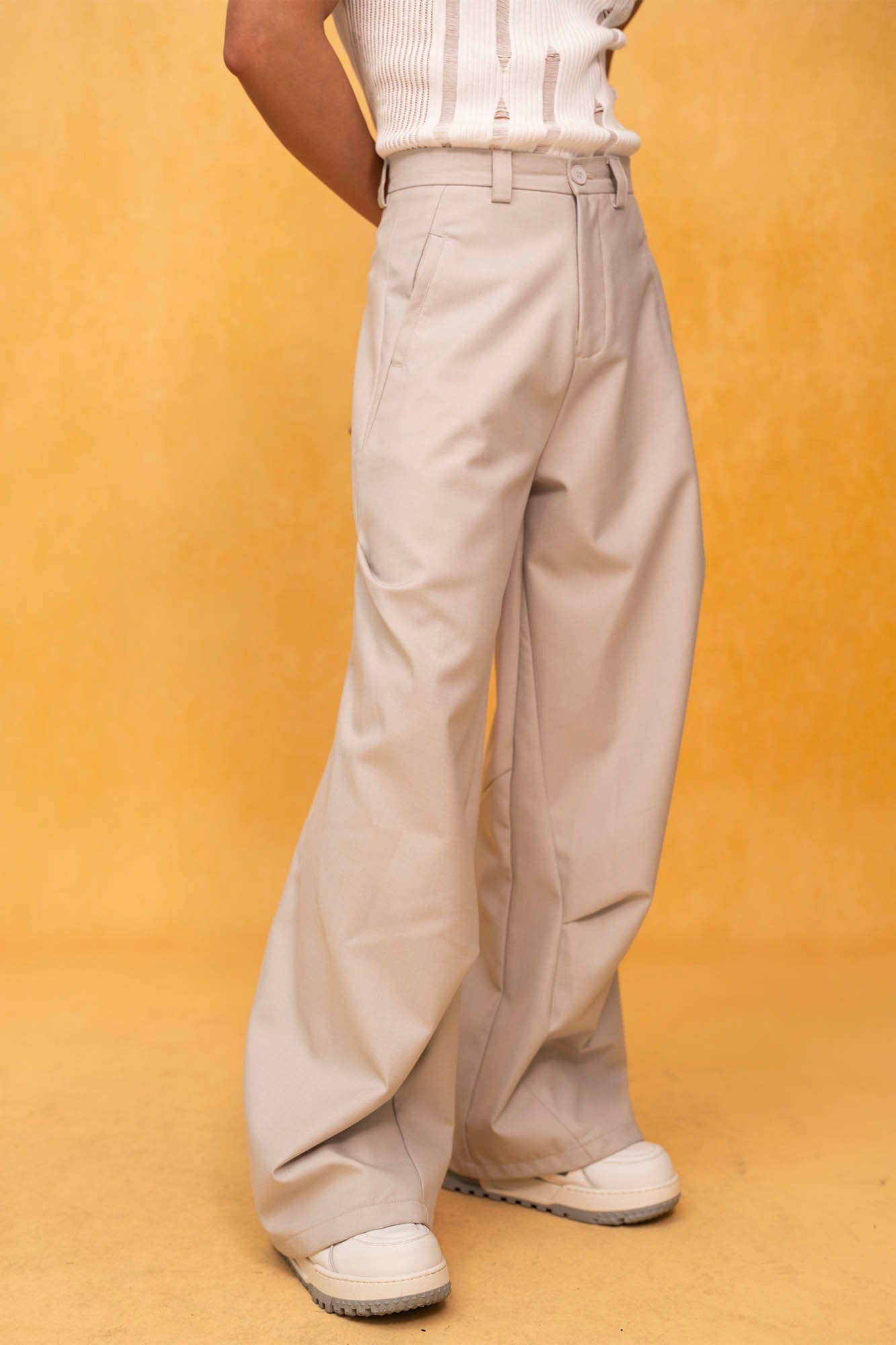 Essential Spliced Wide-Leg Casual Trousers