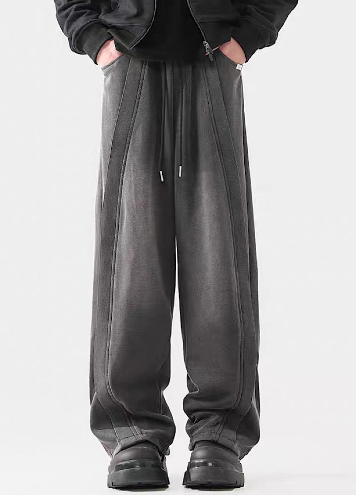 Wide-Leg Washed Drawstring Pants - chiclara