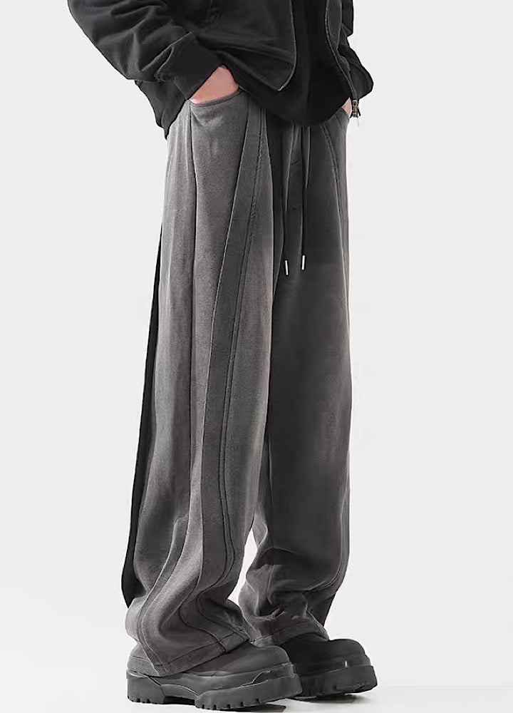 Wide-Leg Washed Drawstring Pants - chiclara