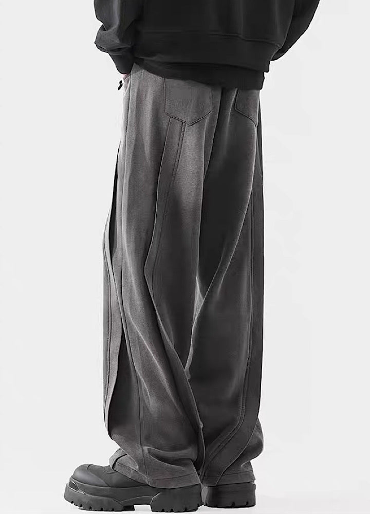 Wide-Leg Washed Drawstring Pants - chiclara