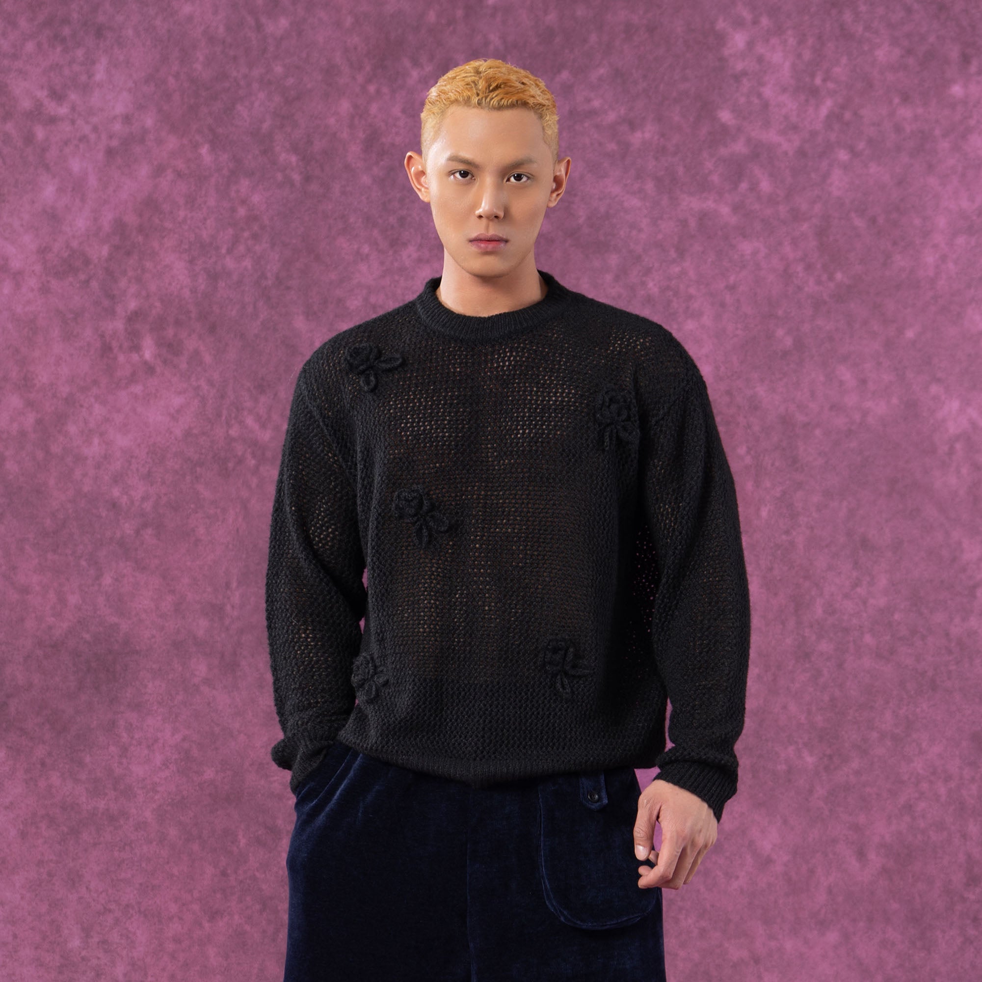 Crochet Floral Knit Sweater