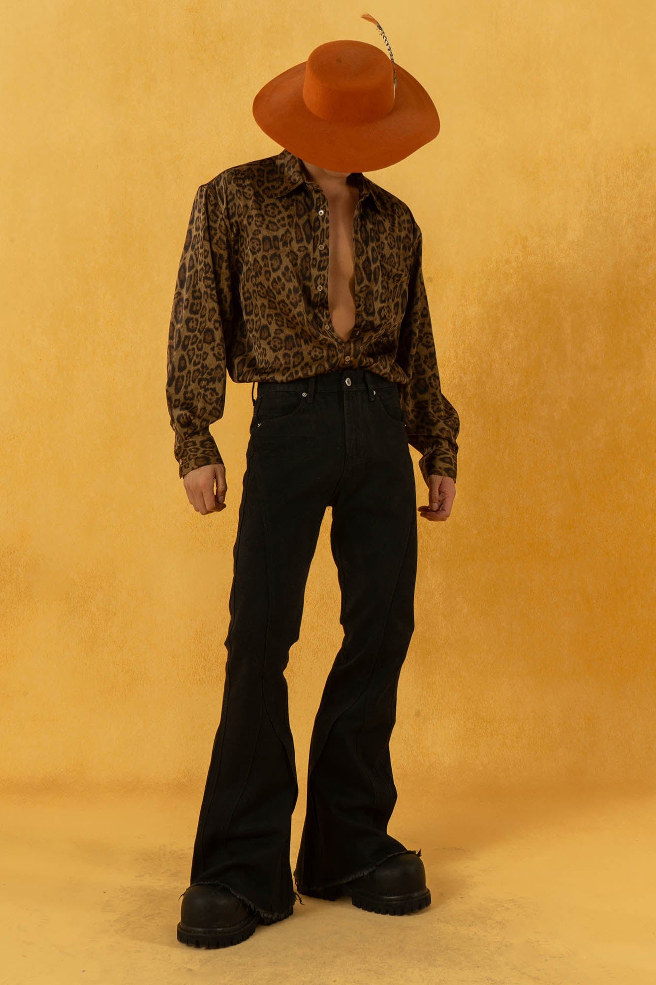 Leopard Print Button-Up Satin Shirt