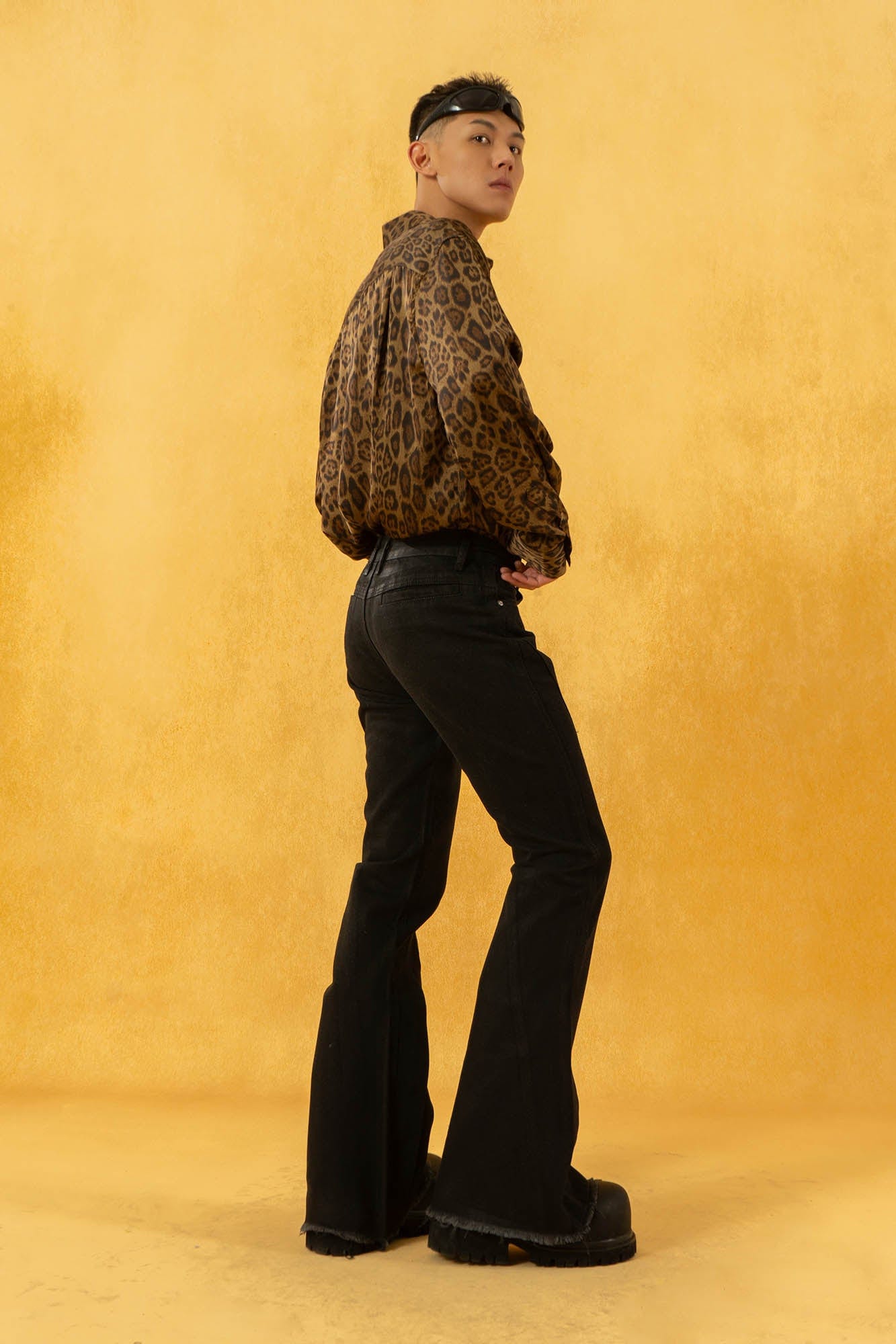 Leopard Print Button-Up Satin Shirt