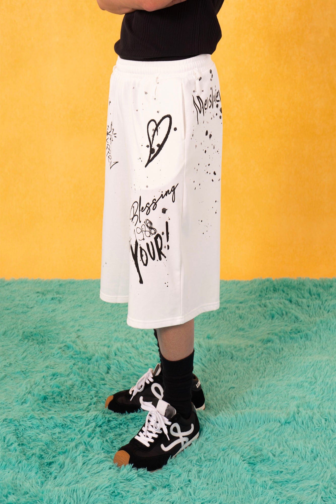 Graffiti Spray Print Sweat Shorts