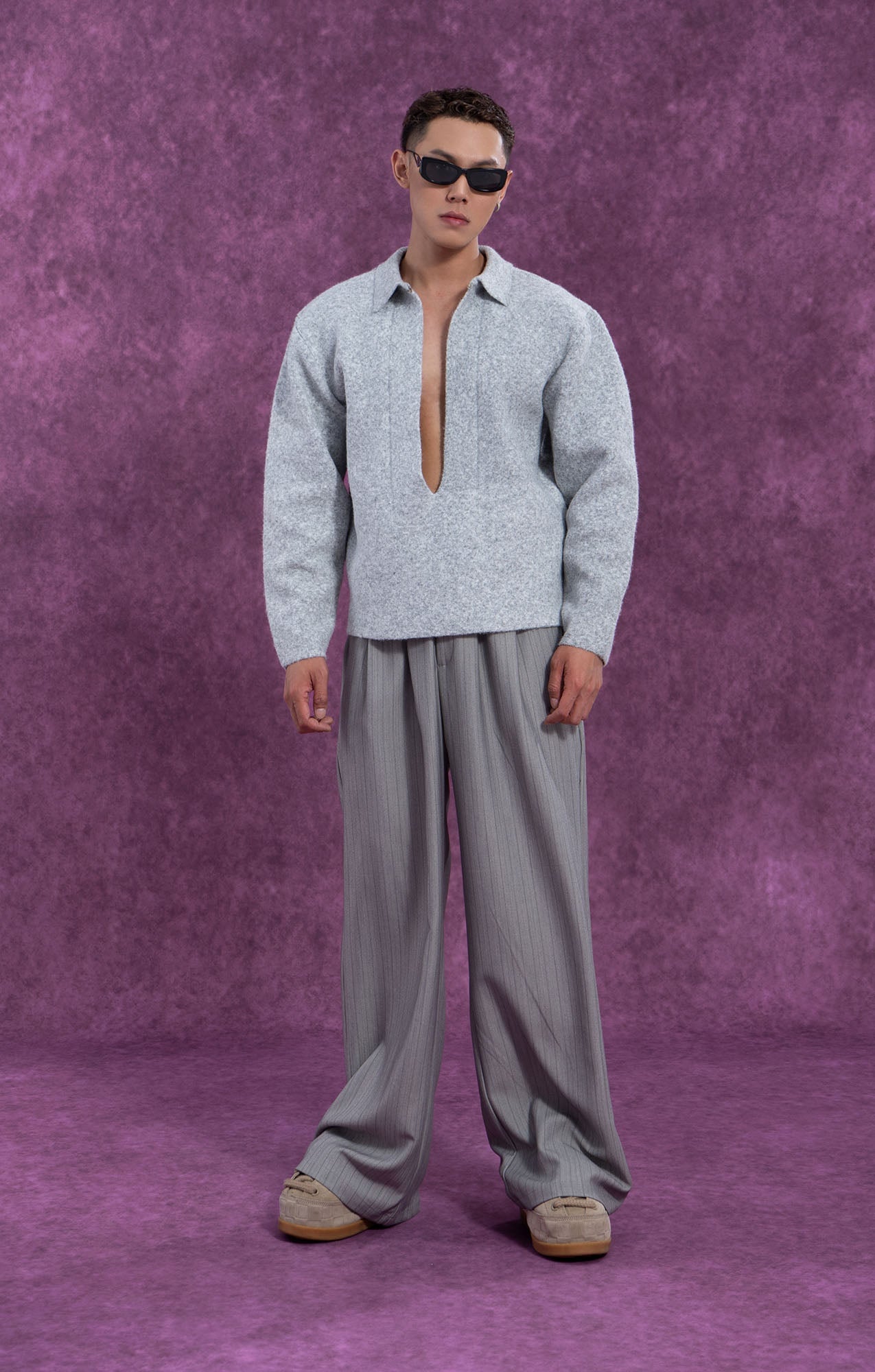 Deep V-Neck Wool Pullover