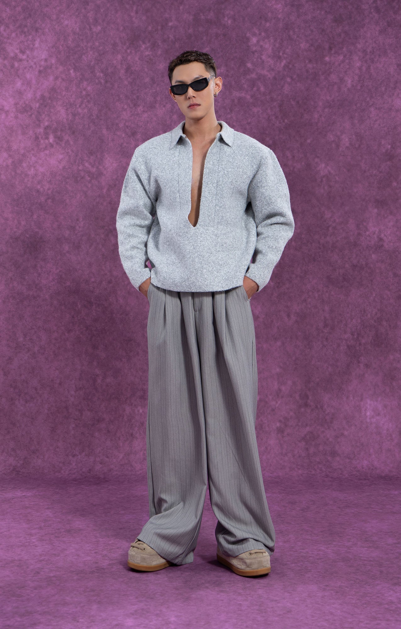 Deep V-Neck Wool Pullover