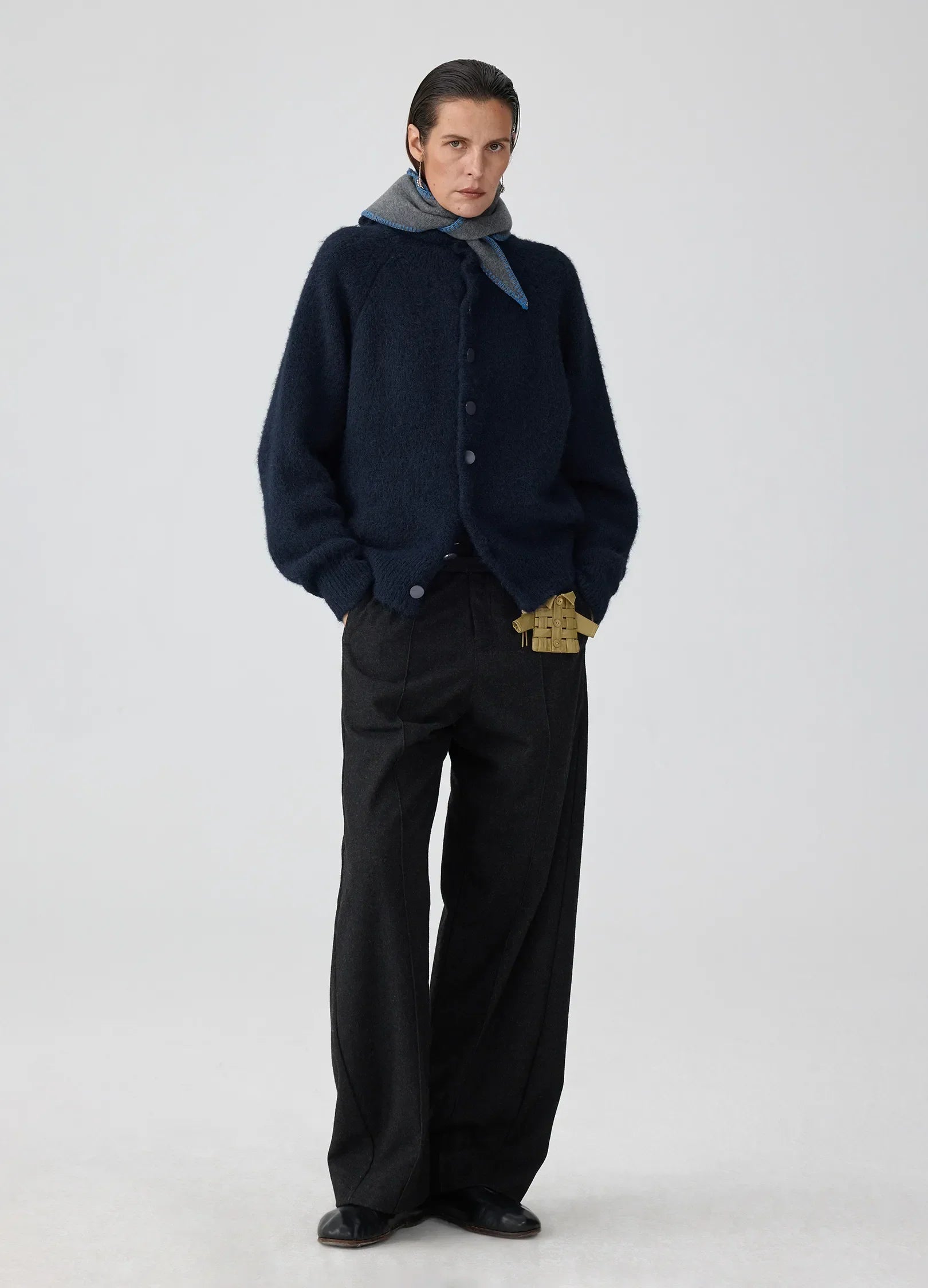 Hooded Button Mohair Cardigan