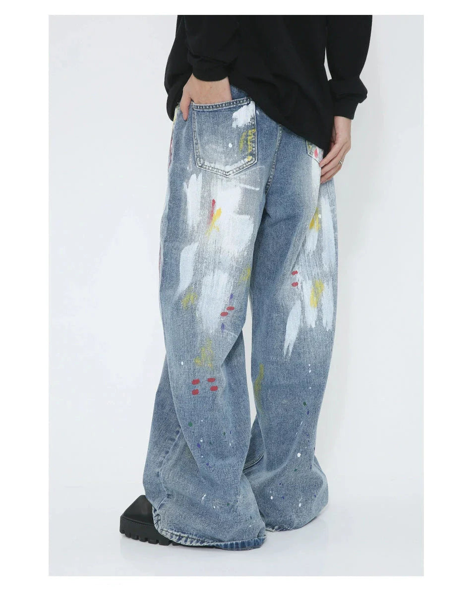 Voguo Relay Avant-Garde Splash Wide-Leg Jeans