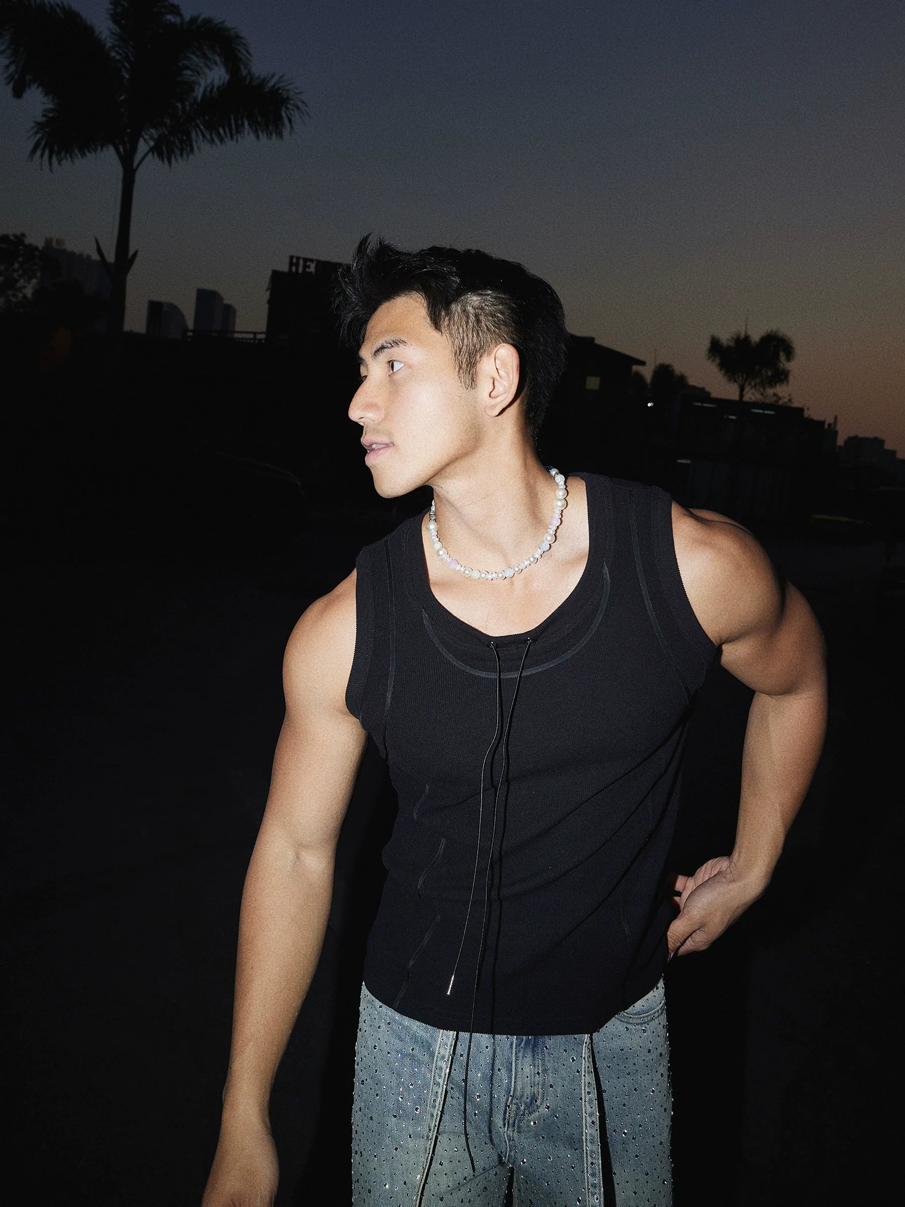 Drawstring Muscle Tank Top