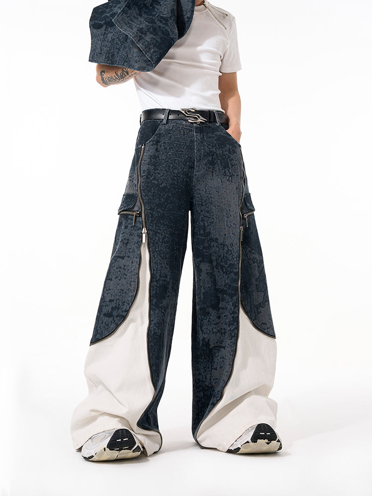 Multi-Zip Denim Bomber Jacket and Jeans Setup