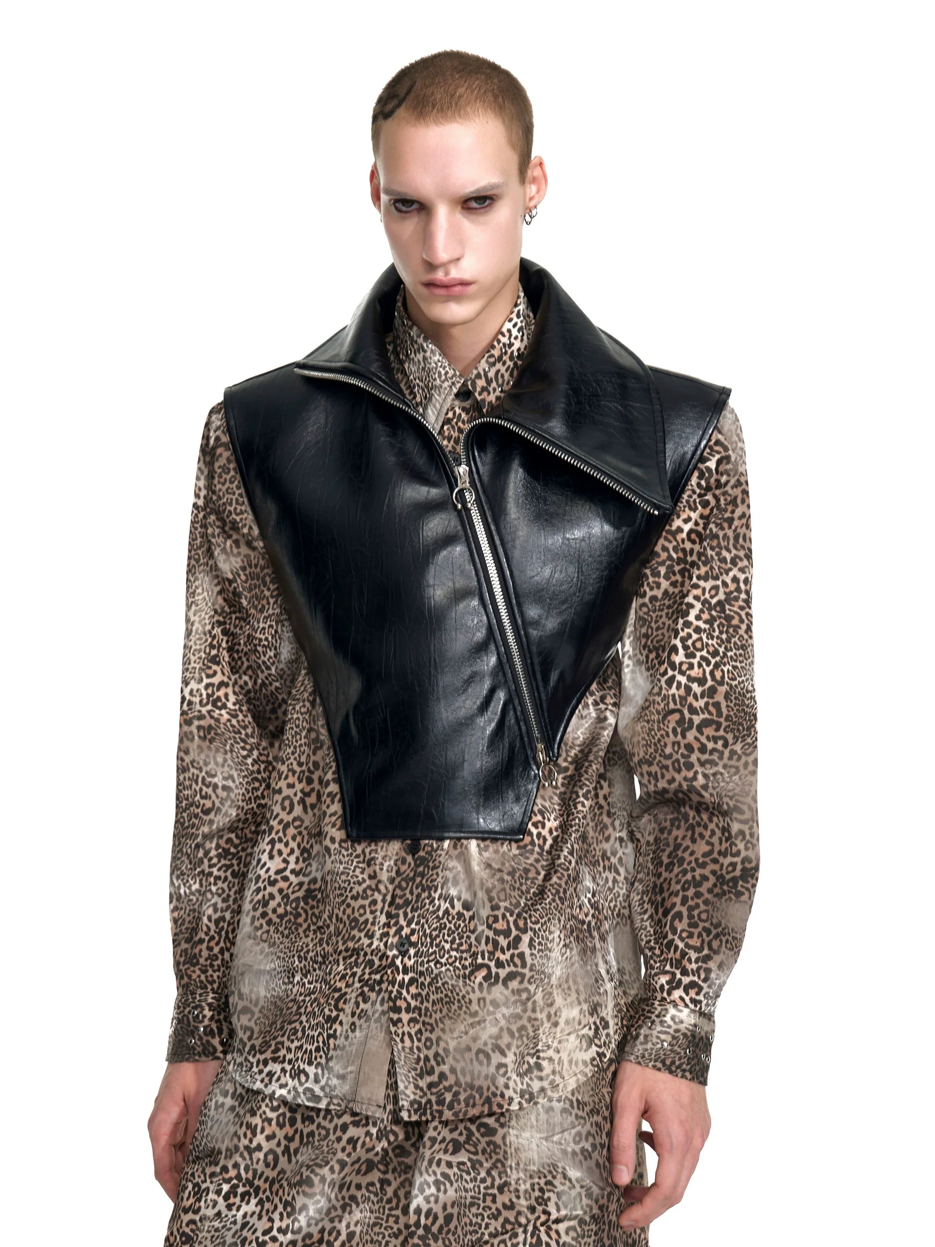 Sleeveless Black High Neck Top with Draped Detailing