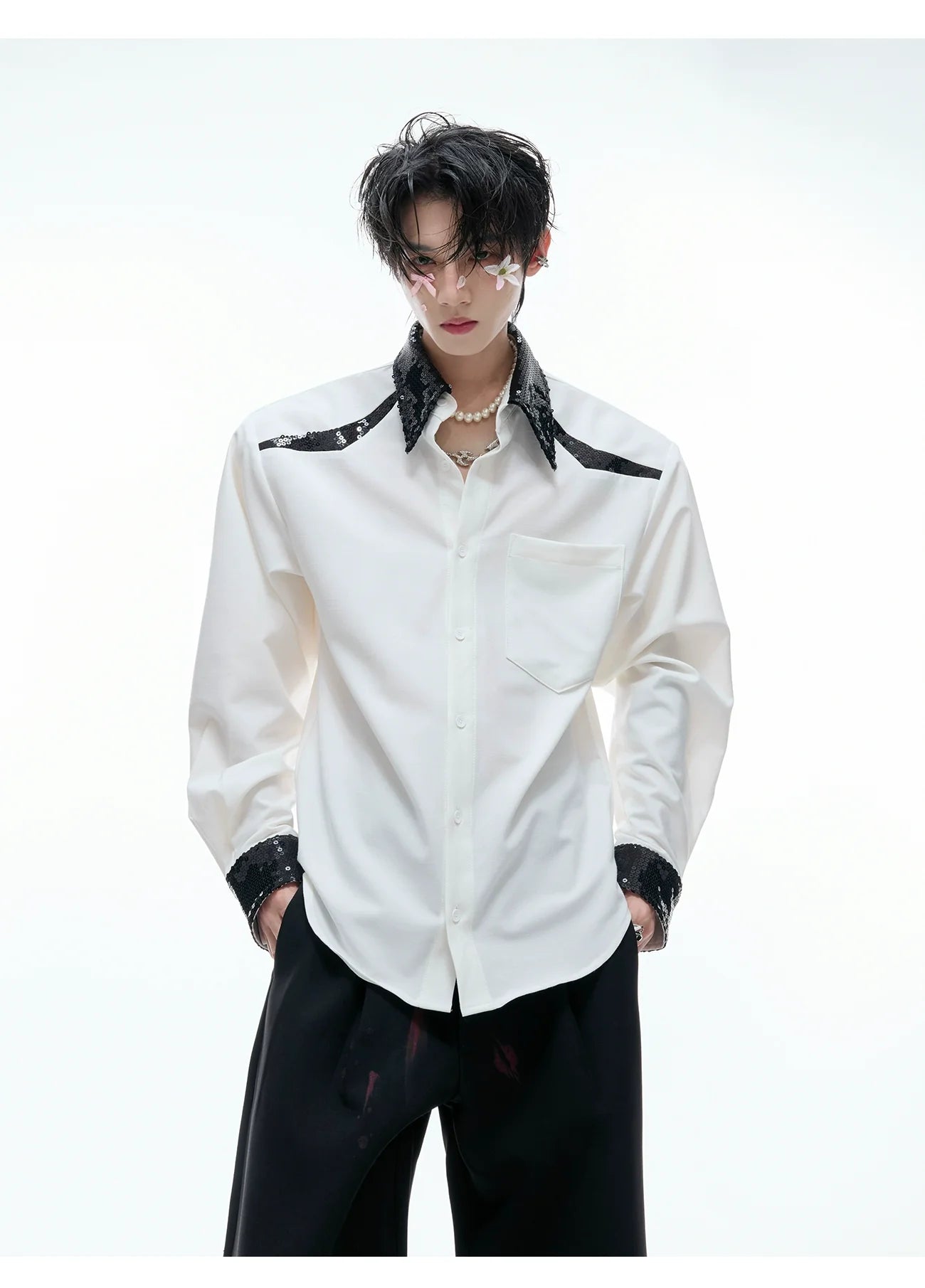 Sequin Trim Party Shirt
