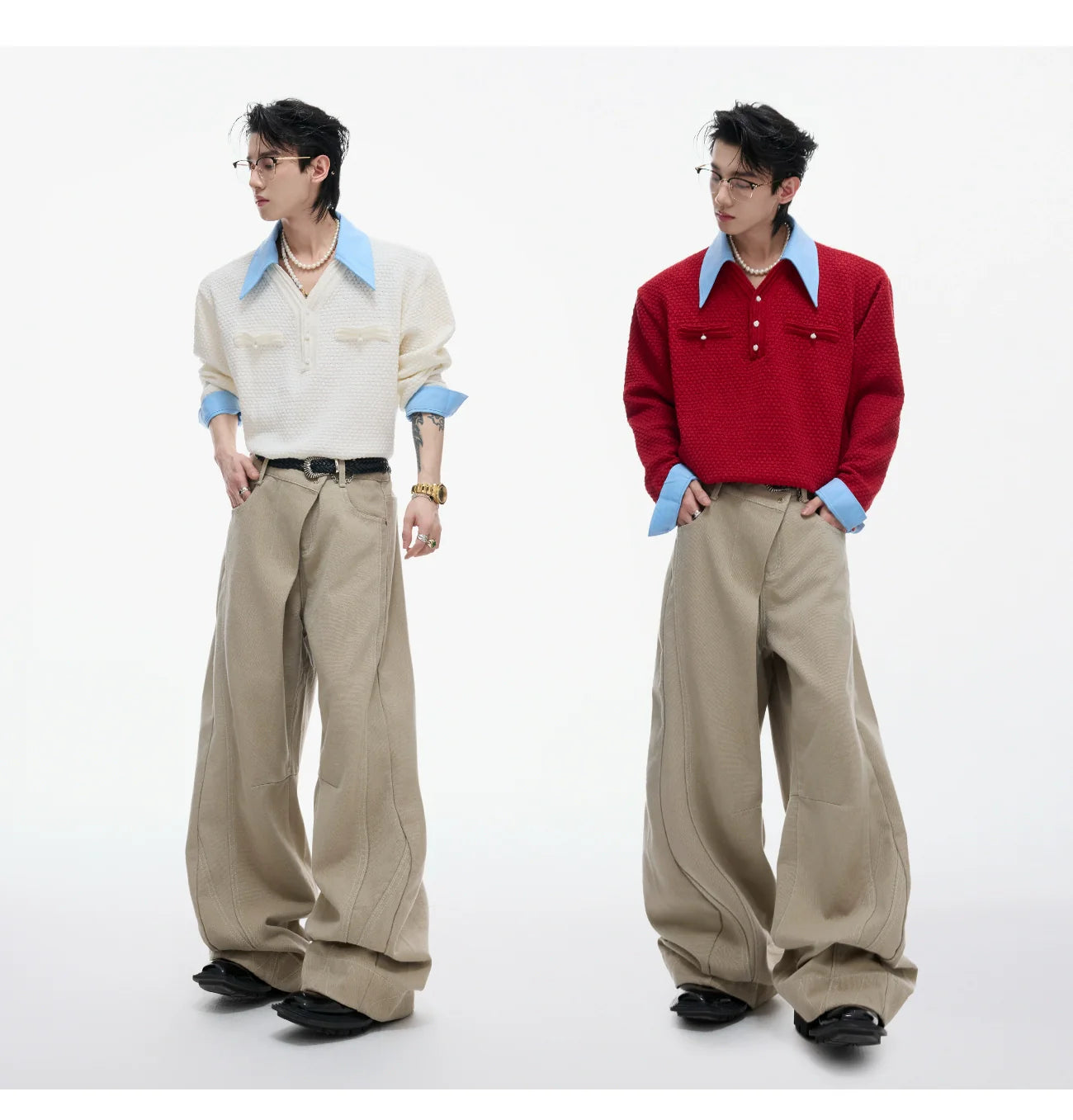 Textured Fake Layered Sweater