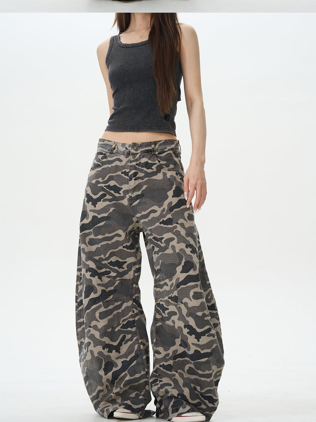 Wide Leg Camo Cargo Pants