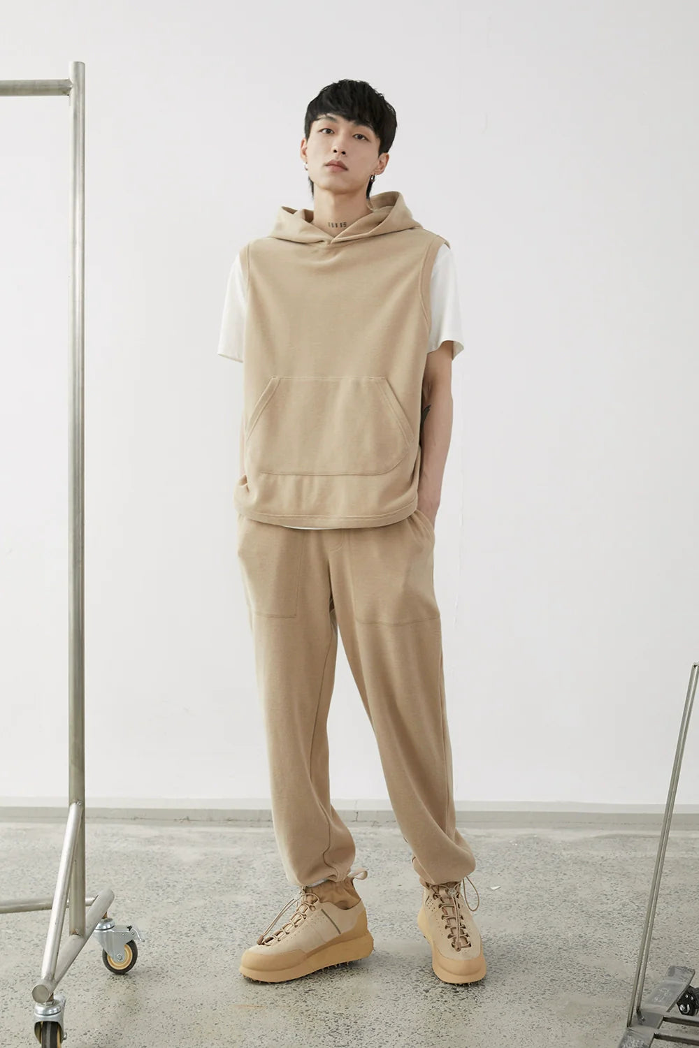 Drawstring Wide-Leg Athletic Pants