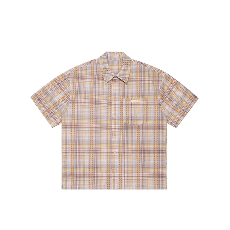 Summer Shirt with Embroidered Checkered Pattern - chiclara