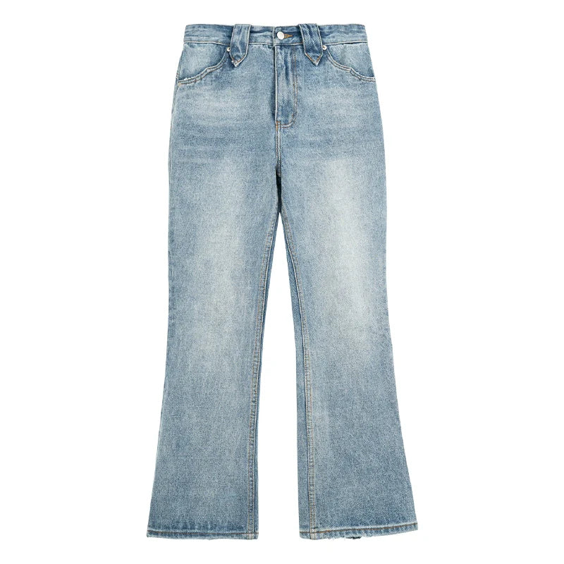 Light Wash Zip Straight-Leg Jeans