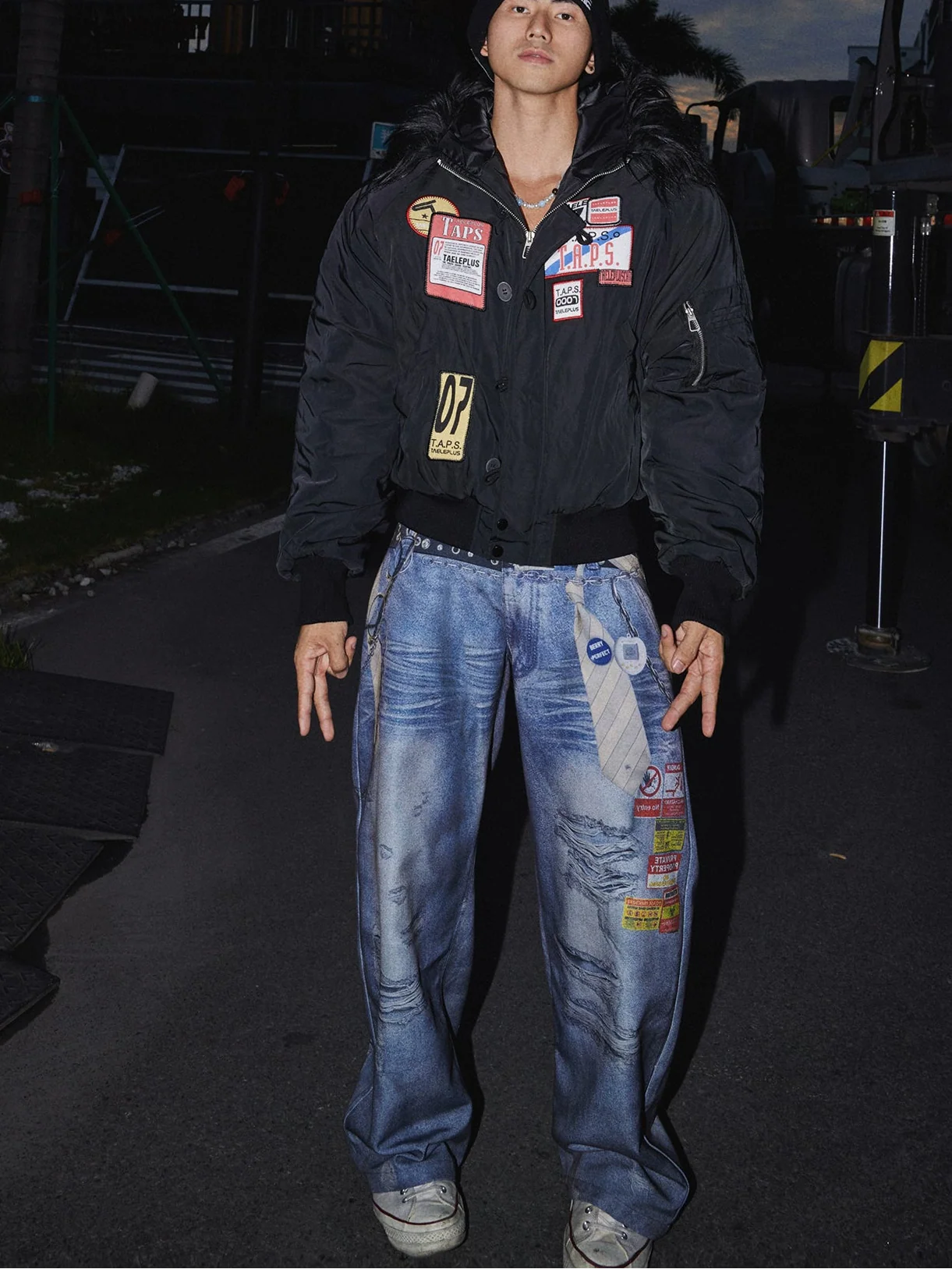 Arctic Badge Faux Fur Bomber Jacket