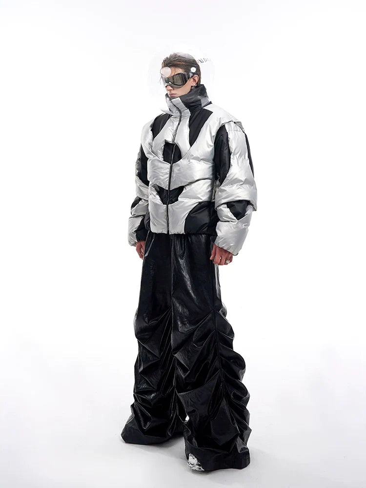 3D Design Metallic Puffer Jacket