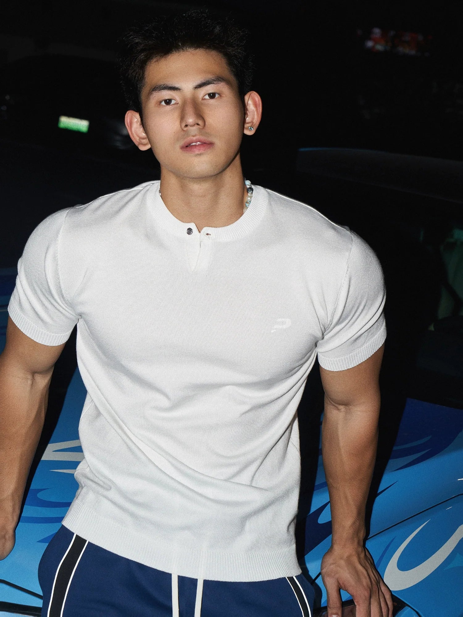 Single Button Henley Collar Shirt