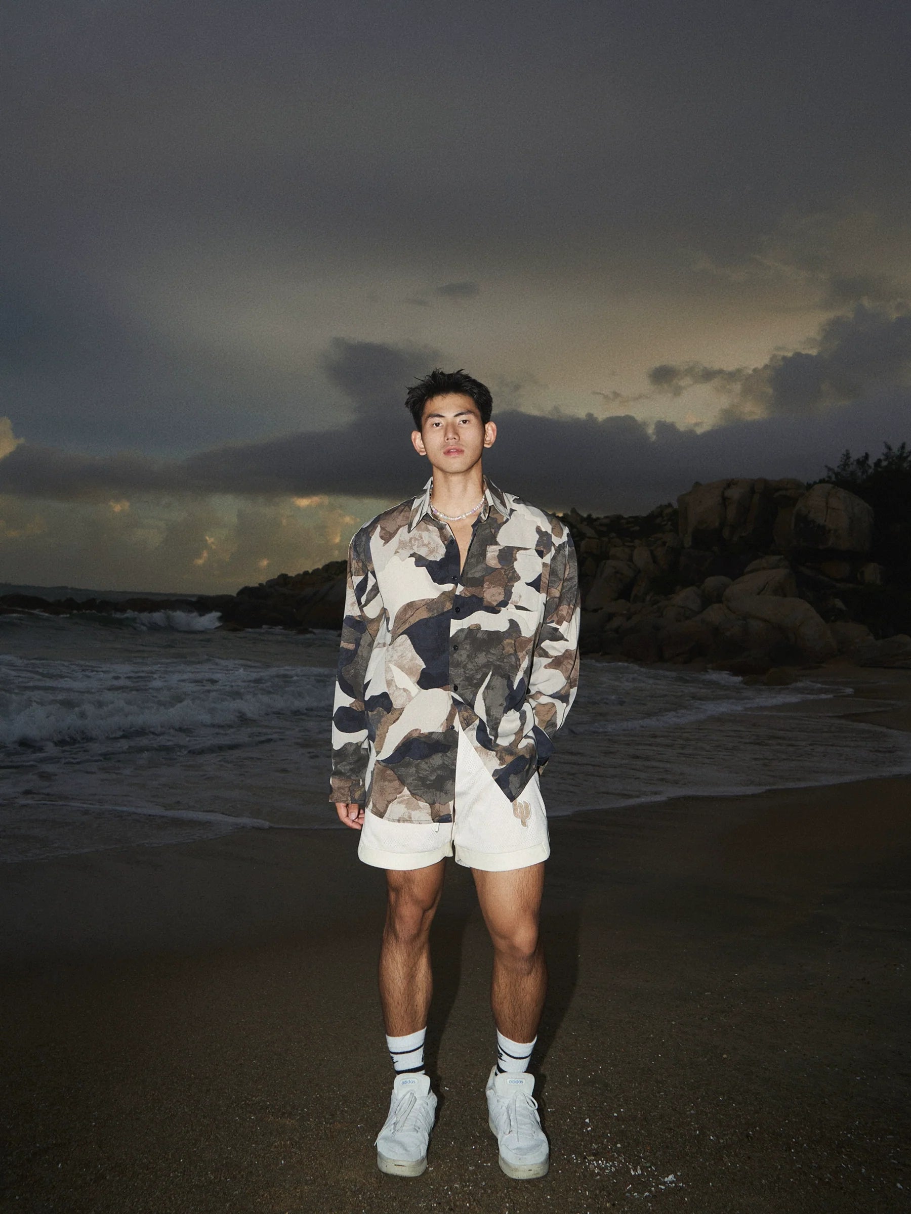 Earth Tone Camo Print Button-Up Shirt