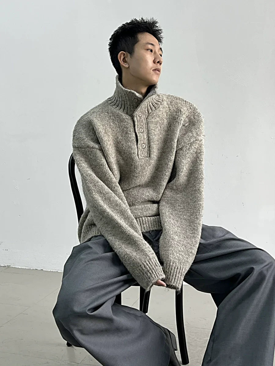 Shadowknit Button Highneck Sweater